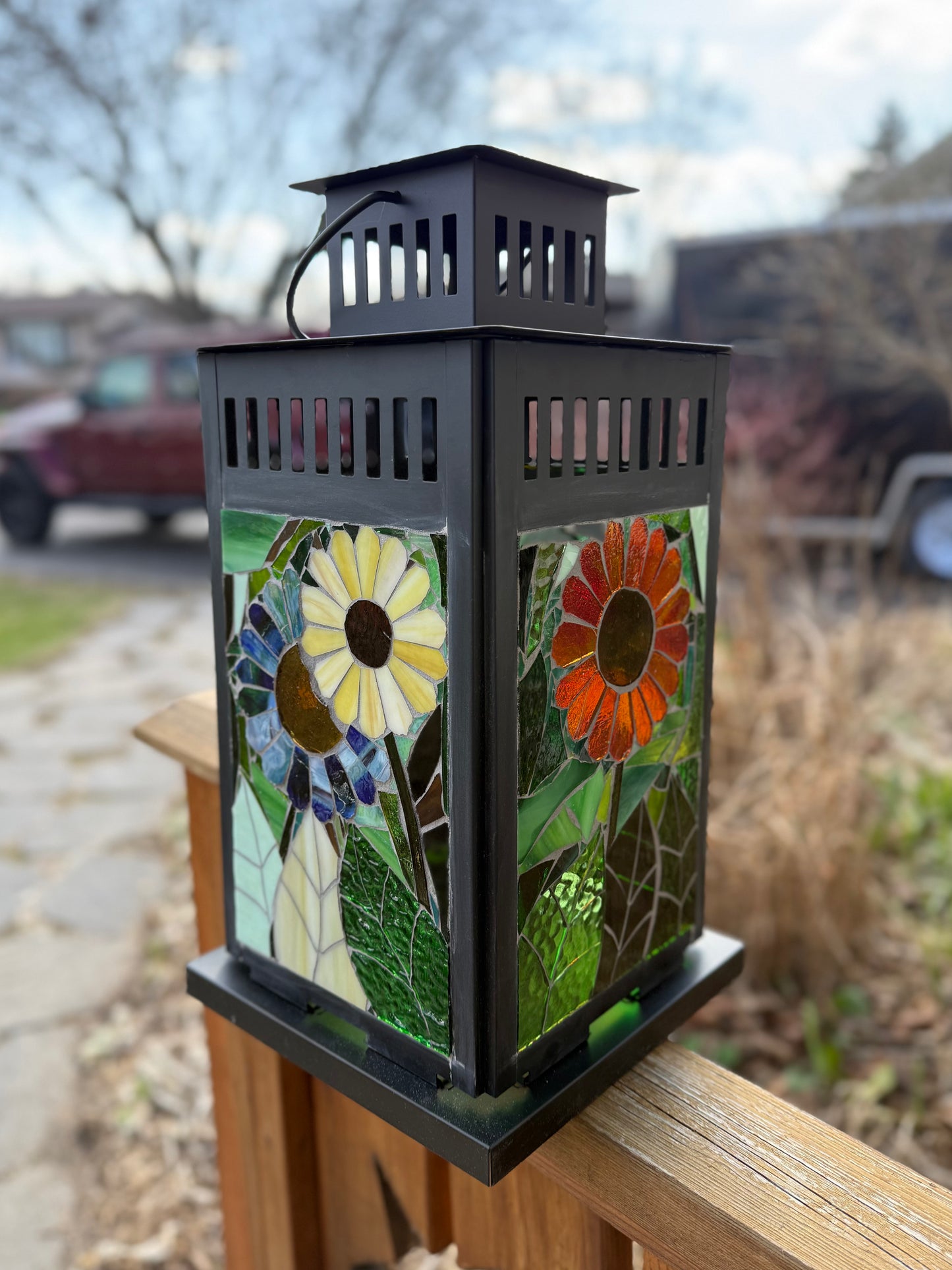 Cindy Laneville - Mosaic Artist Lanterns Bloom and Shine Large Lantern - Original Mosaic Artwork