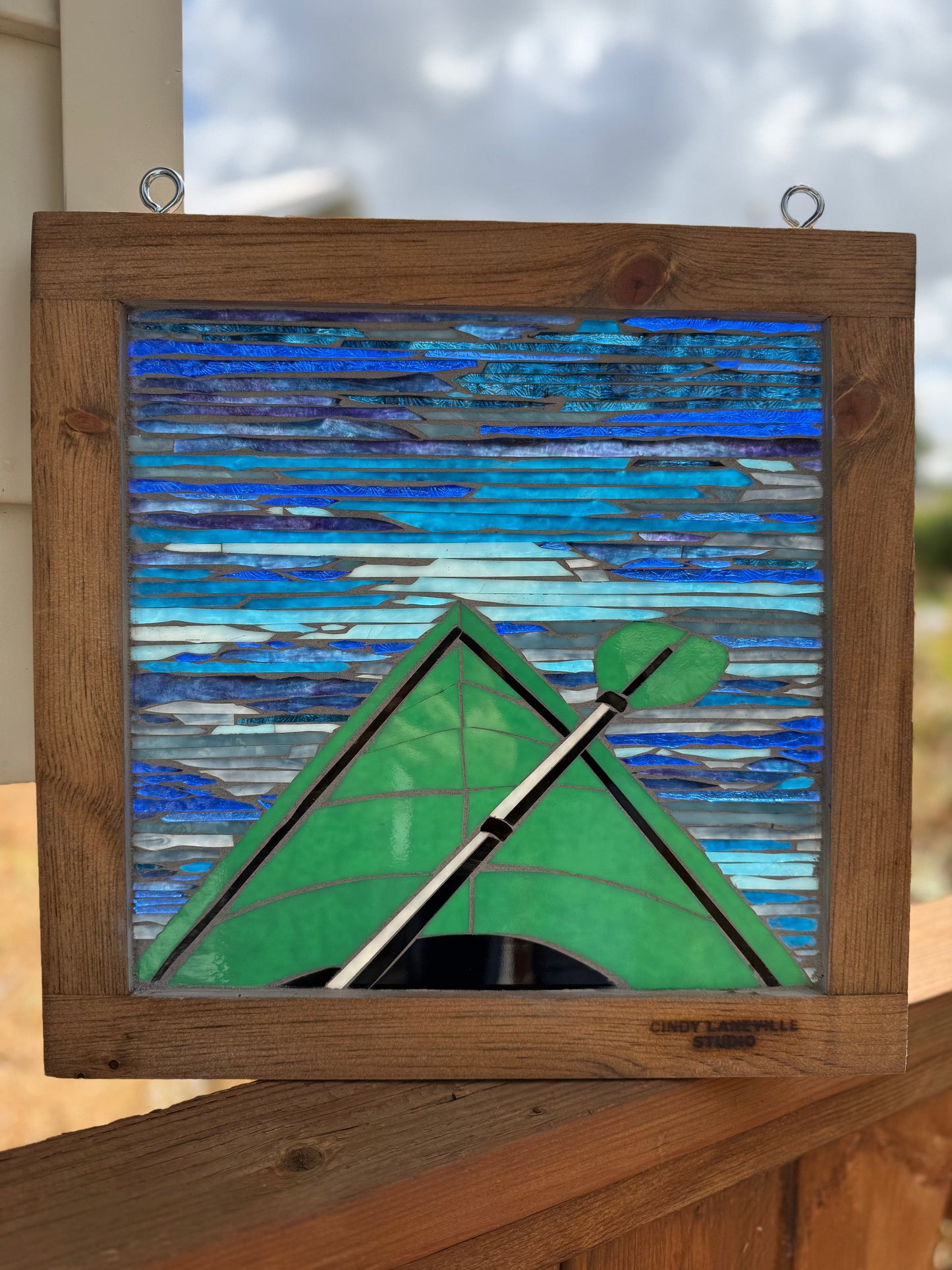 Cindy Laneville - Mosaic Artist Window Kayak - Original Glass Mosaic Artwork
