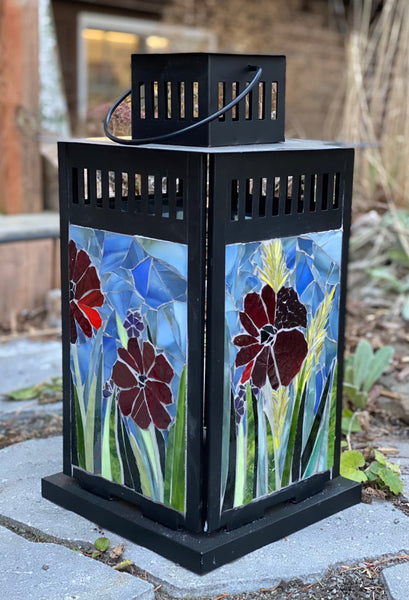 Cindy Laneville - Mosaic Artist Assorted flowers-large lantern