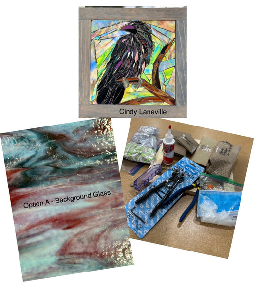 Cindy Laneville - Mosaic Artist Background glass / Background glass / Background Glass Raven DIY 13 x 13 Frame with tools