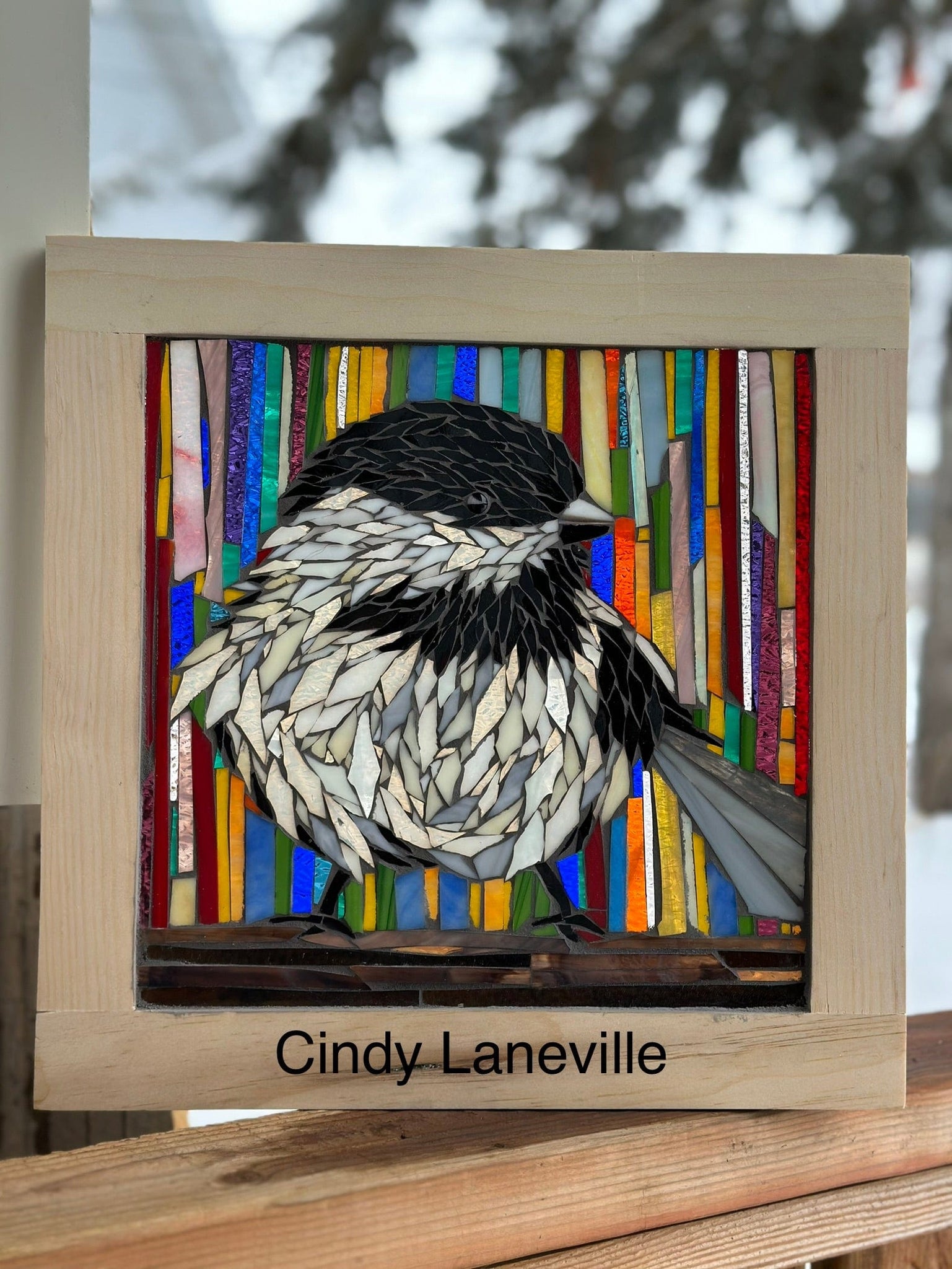Cindy Laneville - Mosaic Artist Chickadee DIY - Multi colour Background/with tools!