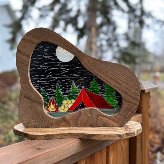 Cindy Laneville - Mosaic Artist cookies Camping with a Fire