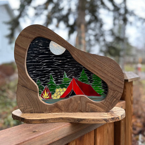 Cindy Laneville - Mosaic Artist cookies Camping with a Fire