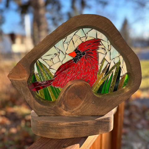 Cindy Laneville - Mosaic Artist cookies Cardinal in the Grass