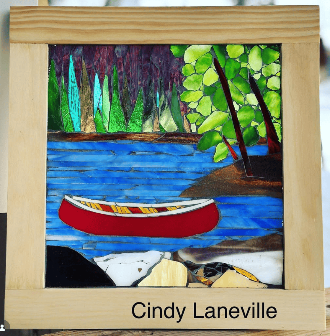 Cindy Laneville - Mosaic Artist DIY Kits DIY Mosaic Kit - Canoe Scene - 13" x 13" Frame
