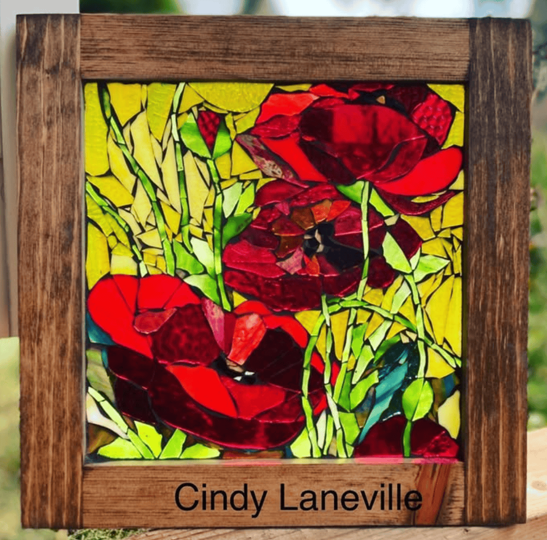 Cindy Laneville - Mosaic Artist DIY Kits DIY Mosaic Kit - Handful of Poppies - 13" x 13" Frame