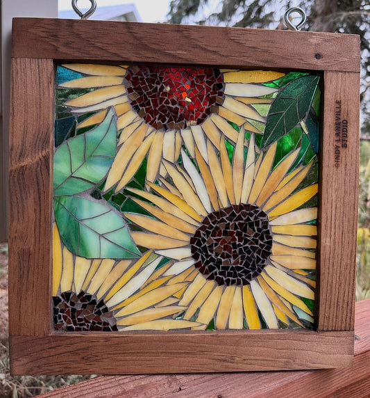 Cindy Laneville - Mosaic Artist DIY Kits DIY Sunflowers Trio Mosaic Kit - 13" x 13" Frame