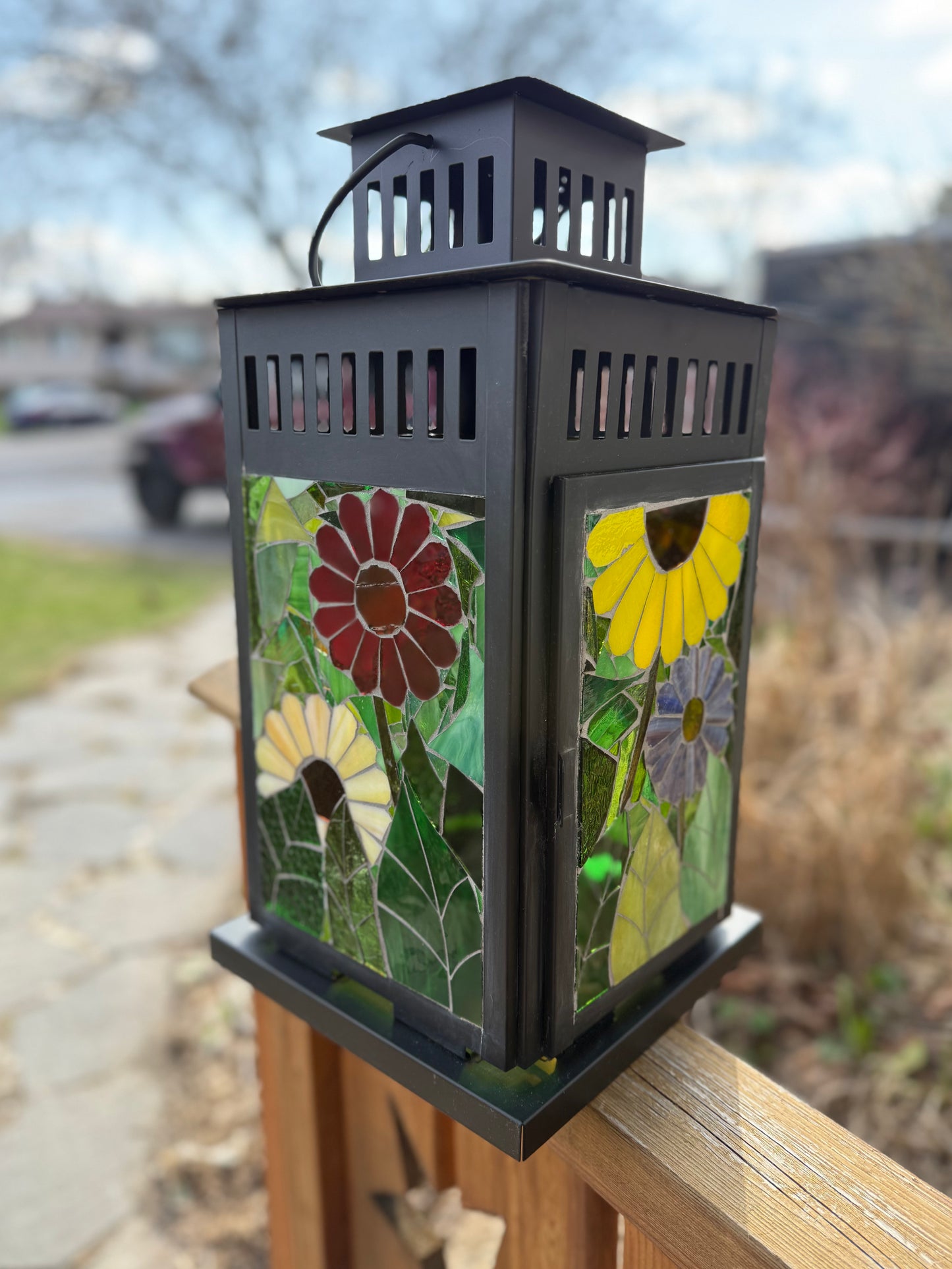 Cindy Laneville - Mosaic Artist Lanterns Bloom and Shine Large Lantern - Original Mosaic Artwork