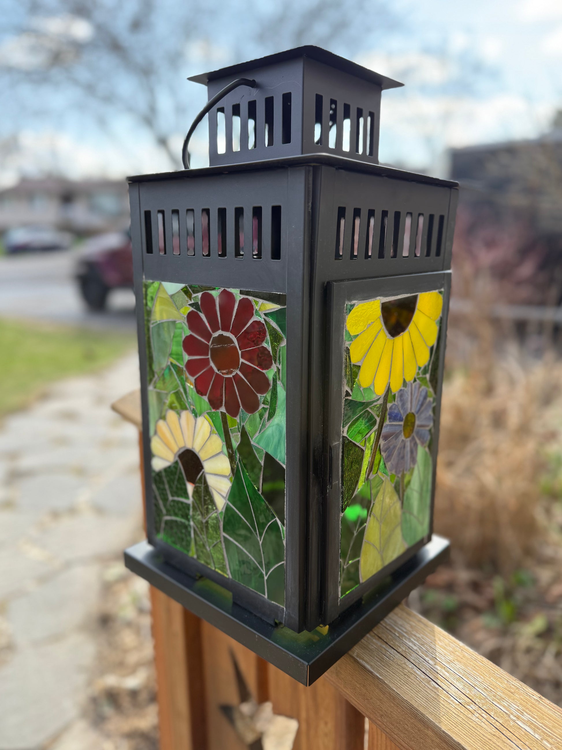 Cindy Laneville - Mosaic Artist Lanterns Bloom and Shine Large Lantern - Original Mosaic Artwork
