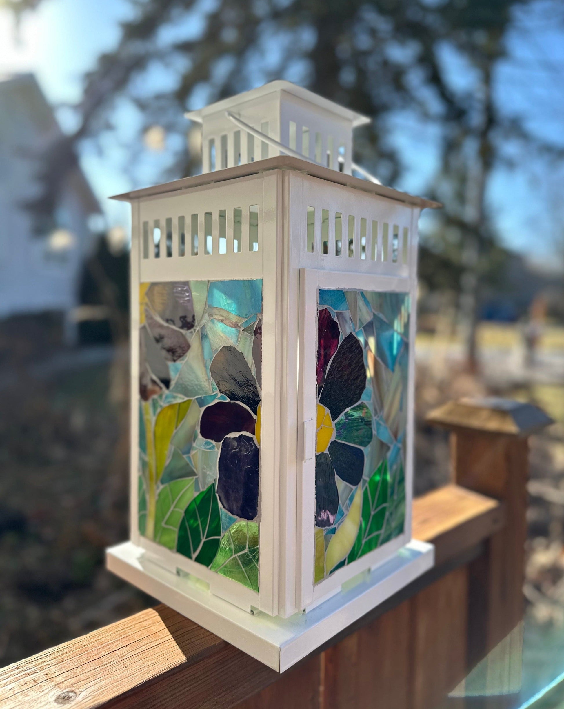 Cindy Laneville - Mosaic Artist Lanterns Pretty in Purples!  - Large Lantern