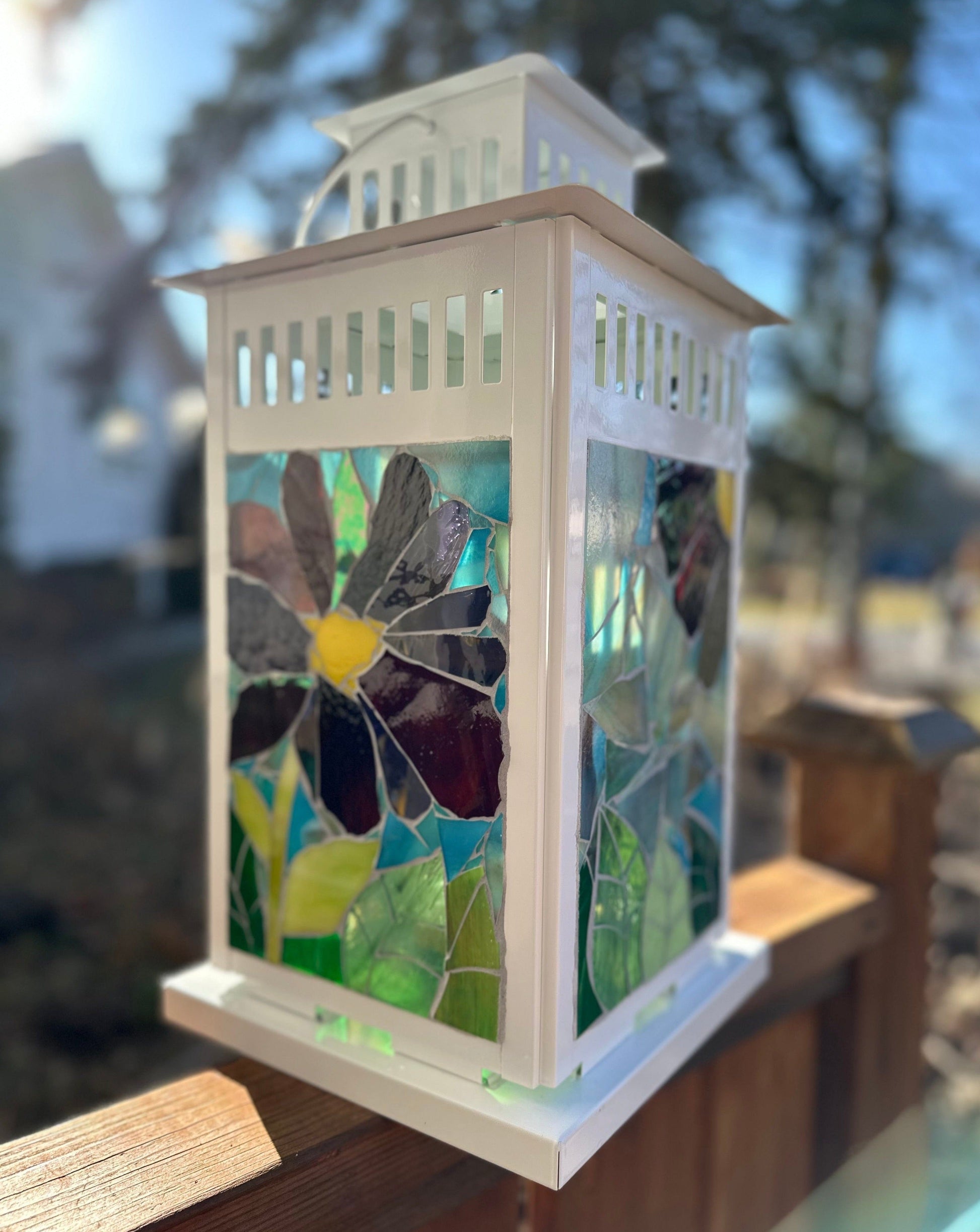 Cindy Laneville - Mosaic Artist Lanterns Pretty in Purples!  - Large Lantern