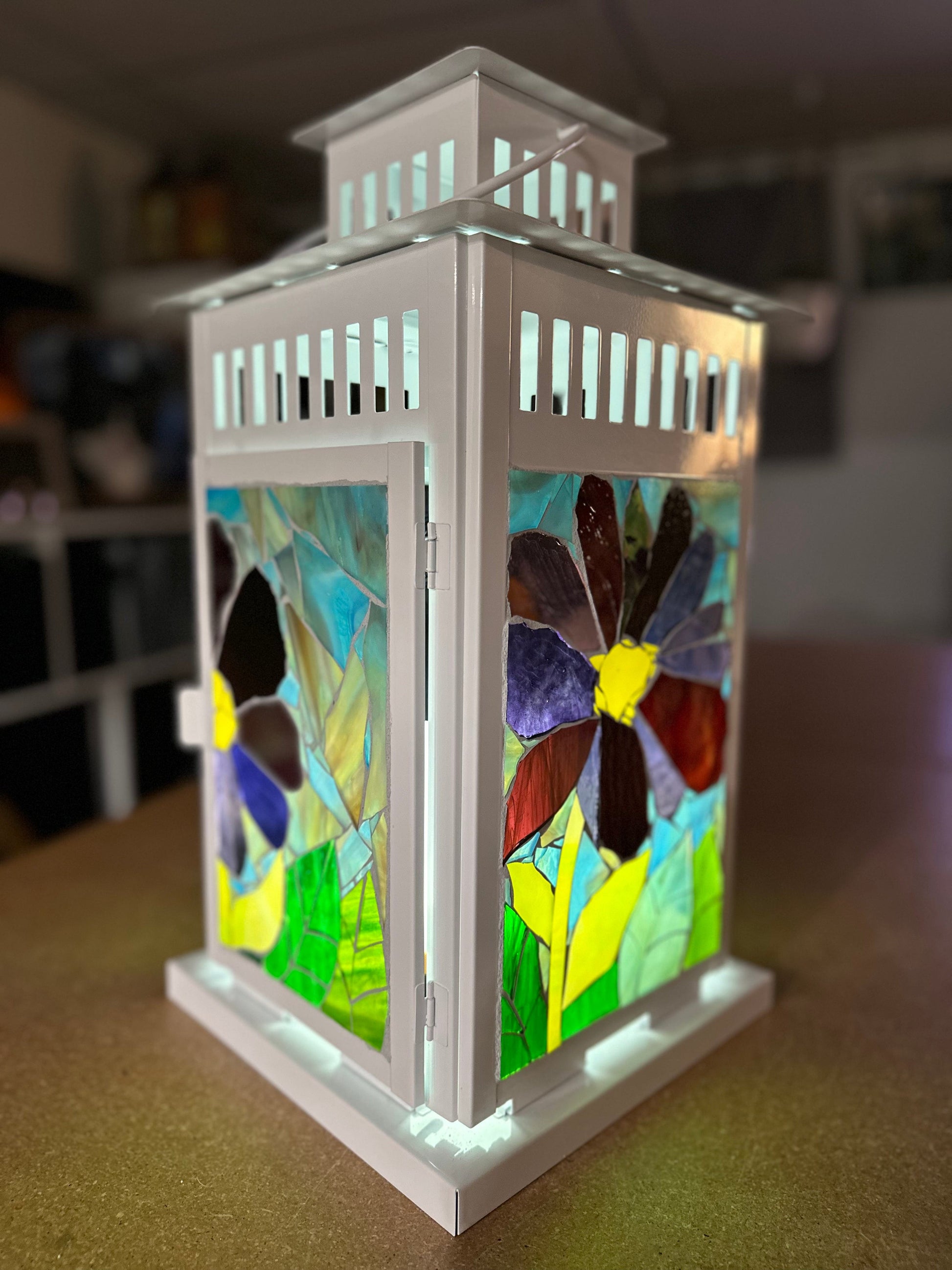 Cindy Laneville - Mosaic Artist Lanterns Pretty in Purples!  - Large Lantern