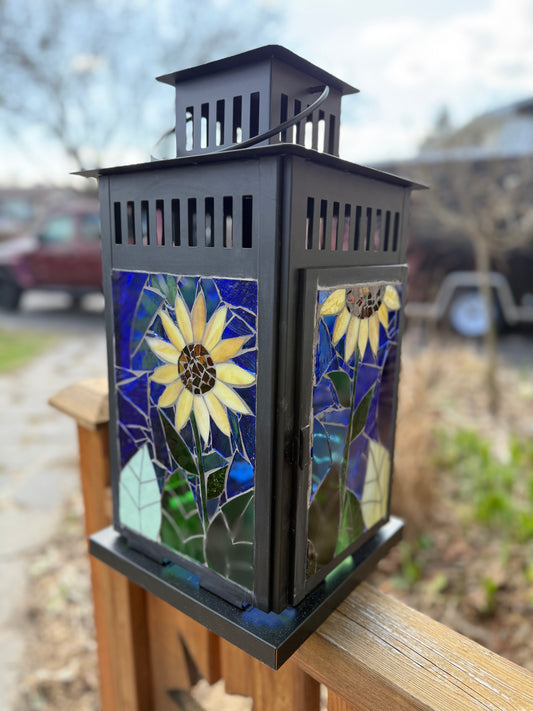 Cindy Laneville - Mosaic Artist Lanterns Sunflowers!  Large Lantern - Original Mosaic Artwork