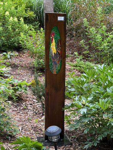 Cindy Laneville - Mosaic Artist Live Edge Live Edge Pine - Rooster