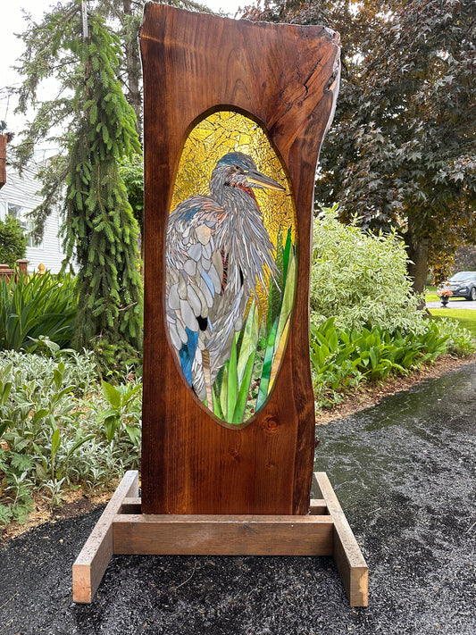 Cindy Laneville - Mosaic Artist Liveedge Henry the Heron