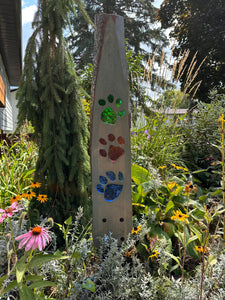 Cindy Laneville - Mosaic Artist Liveedge WhimsiWood Pet Paw Garden Art