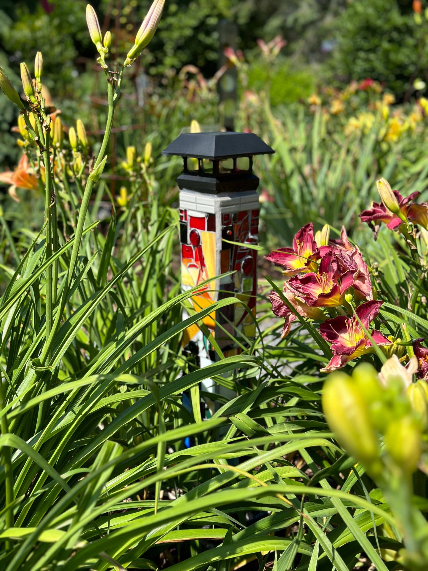 Cindy Laneville - Mosaic Artist Mosaic Garden Art Rainbow Reflections