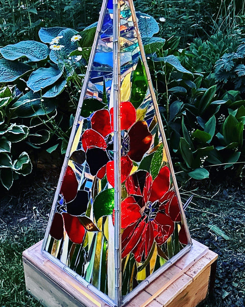 Cindy Laneville - Mosaic Artist Mosaic garden art Solar Prism Poppies
