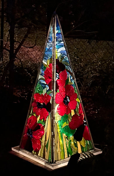 Cindy Laneville - Mosaic Artist Mosaic Garden Art Solar Prism Poppies