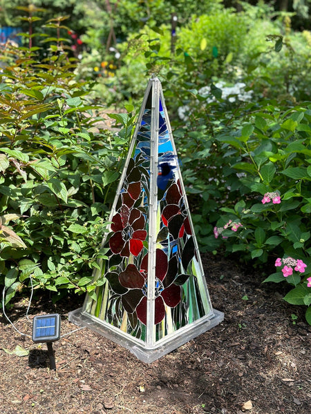 Cindy Laneville - Mosaic Artist Mosaic Garden Art Solar Prism Poppies
