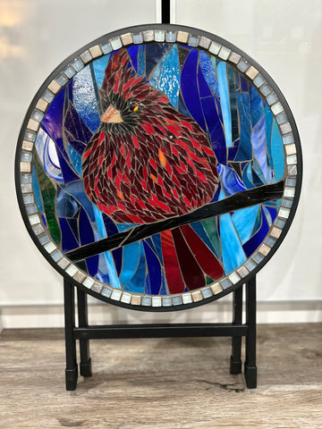Cindy Laneville - Mosaic Artist Tables Bert the Cardinal - Table