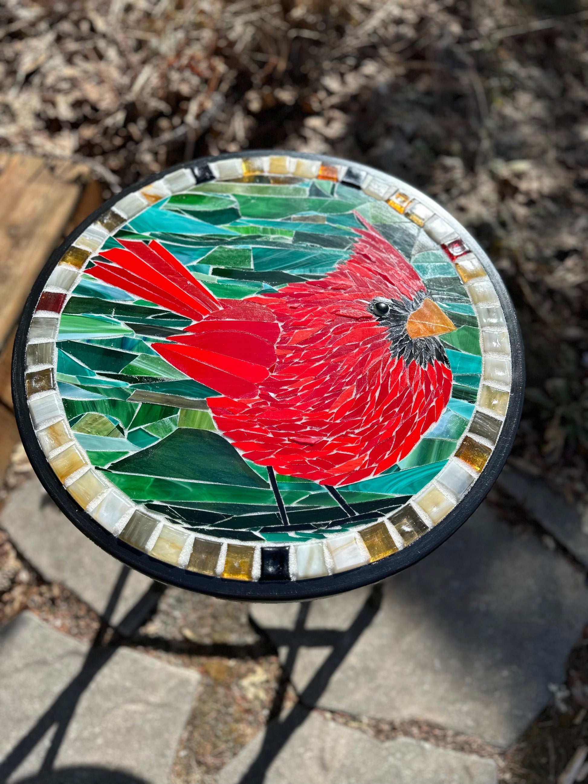 Cindy Laneville - Mosaic Artist Tables Cardinal's Call - Table