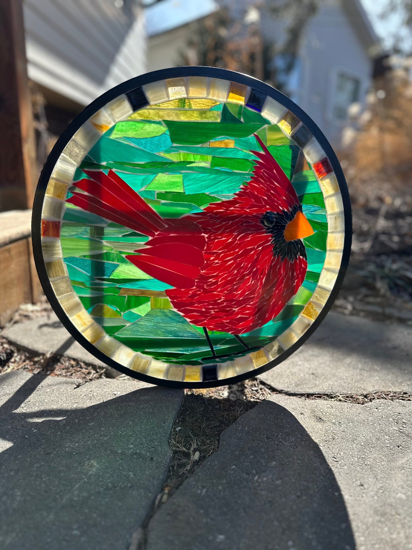 Cindy Laneville - Mosaic Artist Tables Cardinal's Call - Table