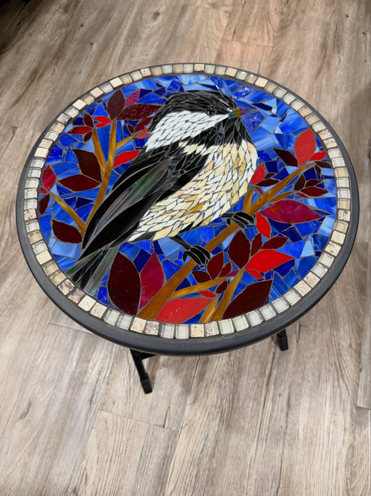 Cindy Laneville - Mosaic Artist Tables Chickadee's Song - Table