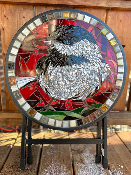 Cindy Laneville - Mosaic Artist Tables Enchanted Chickadee Table