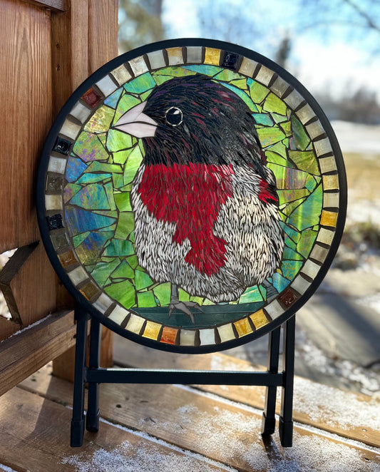 Cindy Laneville - Mosaic Artist Tables Grosbeak Glitter Table