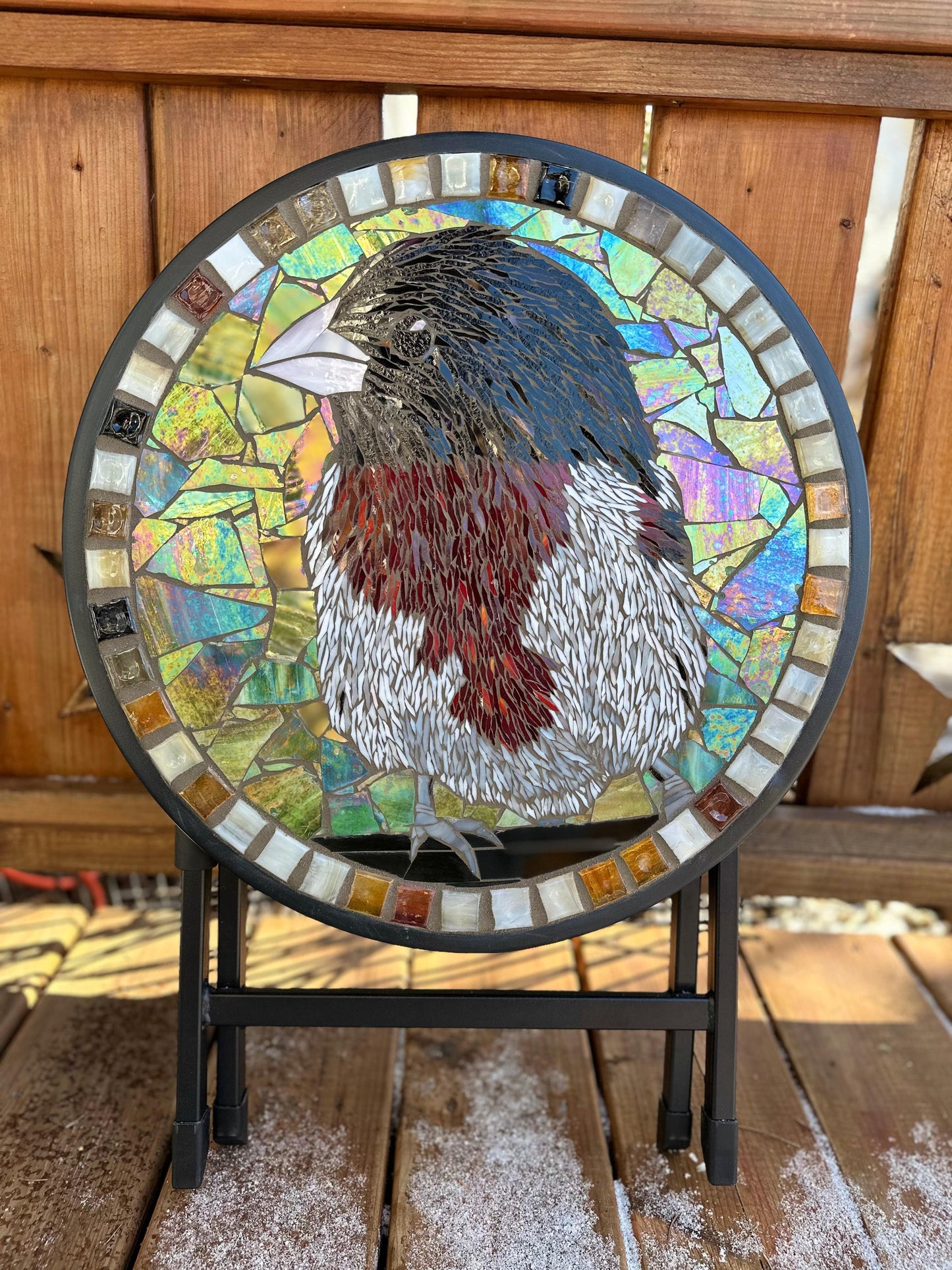 Cindy Laneville - Mosaic Artist Tables Grosbeak Glitter Table