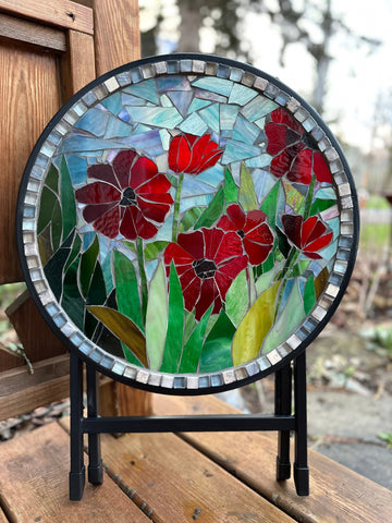 Cindy Laneville - Mosaic Artist Tables Ruby Charm - Table