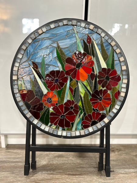 Cindy Laneville - Mosaic Artist Tables Scarlet Blooms Table