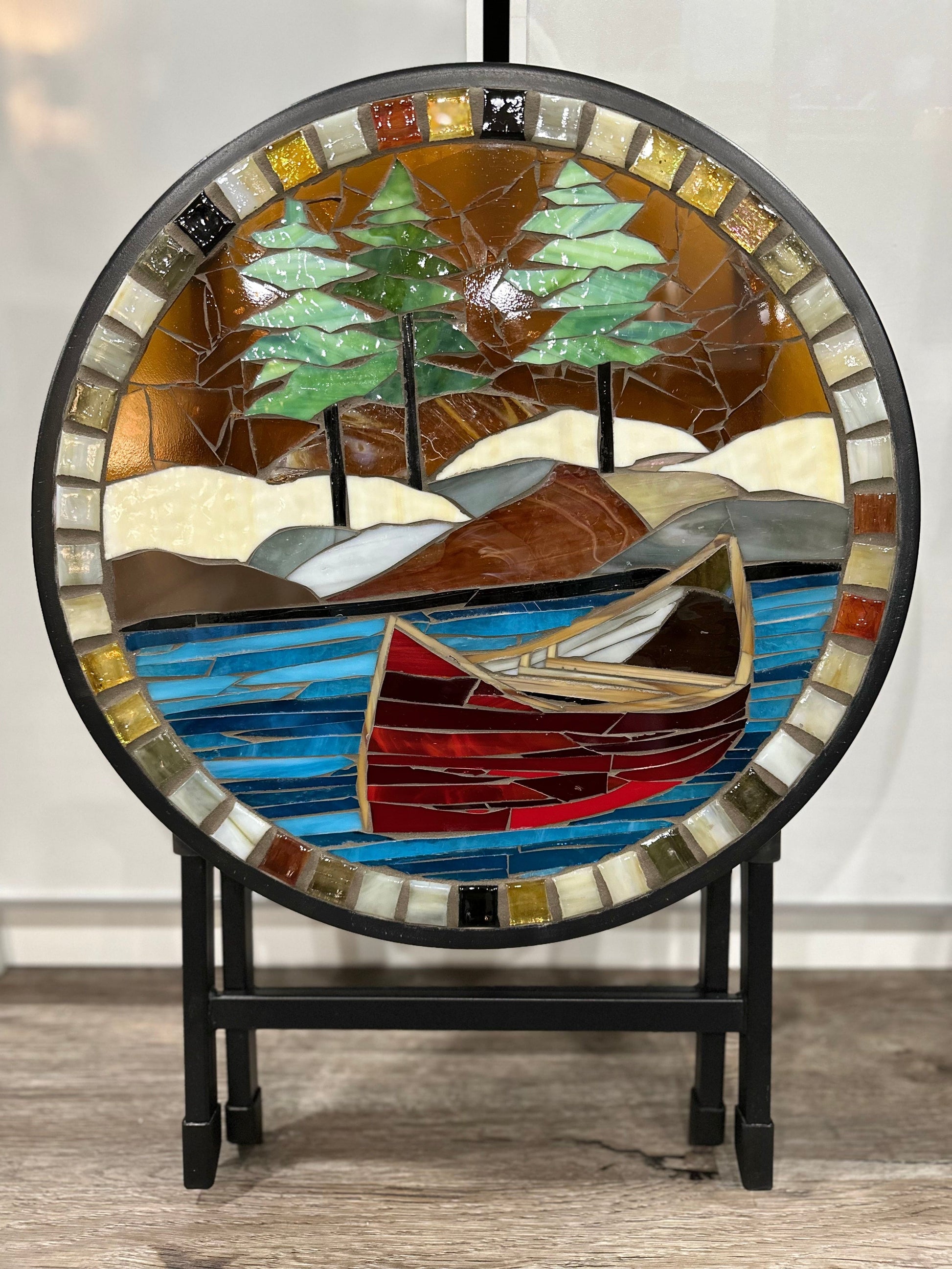 Cindy Laneville - Mosaic Artist Tables The Red Canoe - Table