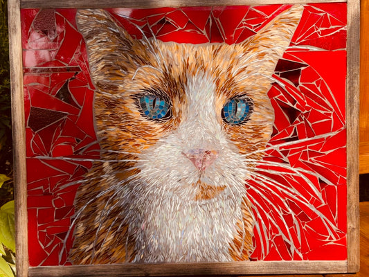 Cindy Laneville - Mosaic Artist wallart Buttons - Orange Tabby