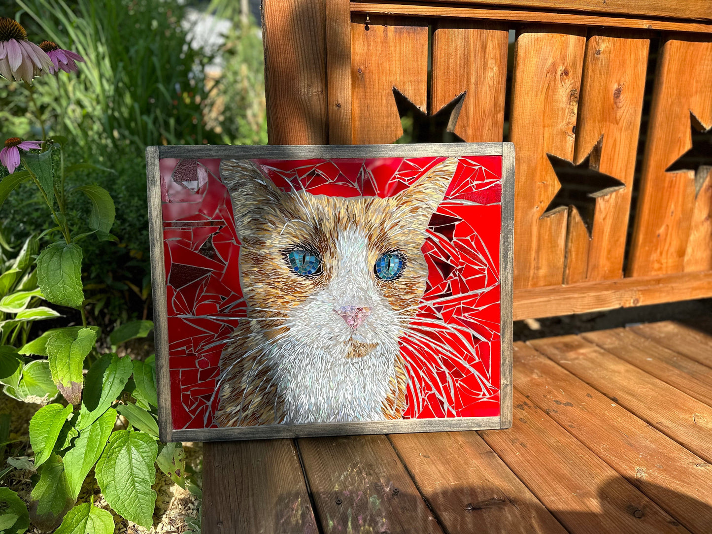 Cindy Laneville - Mosaic Artist wallart Buttons - Orange Tabby