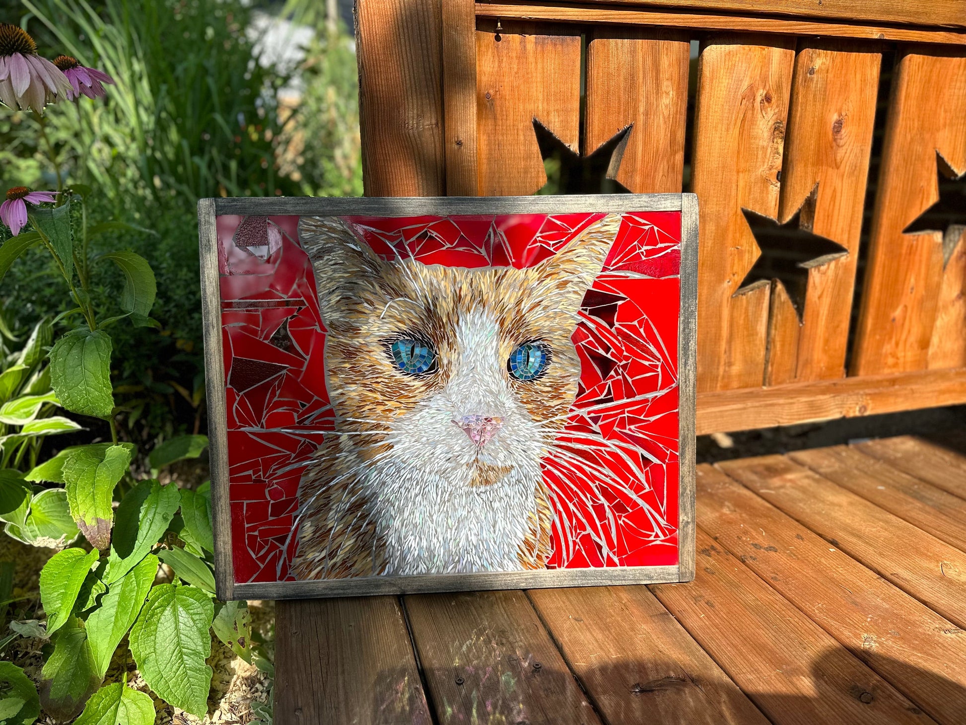 Cindy Laneville - Mosaic Artist wallart Buttons - Orange Tabby