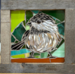 Cindy Laneville - Mosaic Artist wallart Chickadee - Greens - Mini