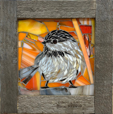 Cindy Laneville - Mosaic Artist wallart Chickadee/Oranges - Mini