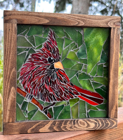 Cindy Laneville - Mosaic Artist wallart Crimson Cardinal