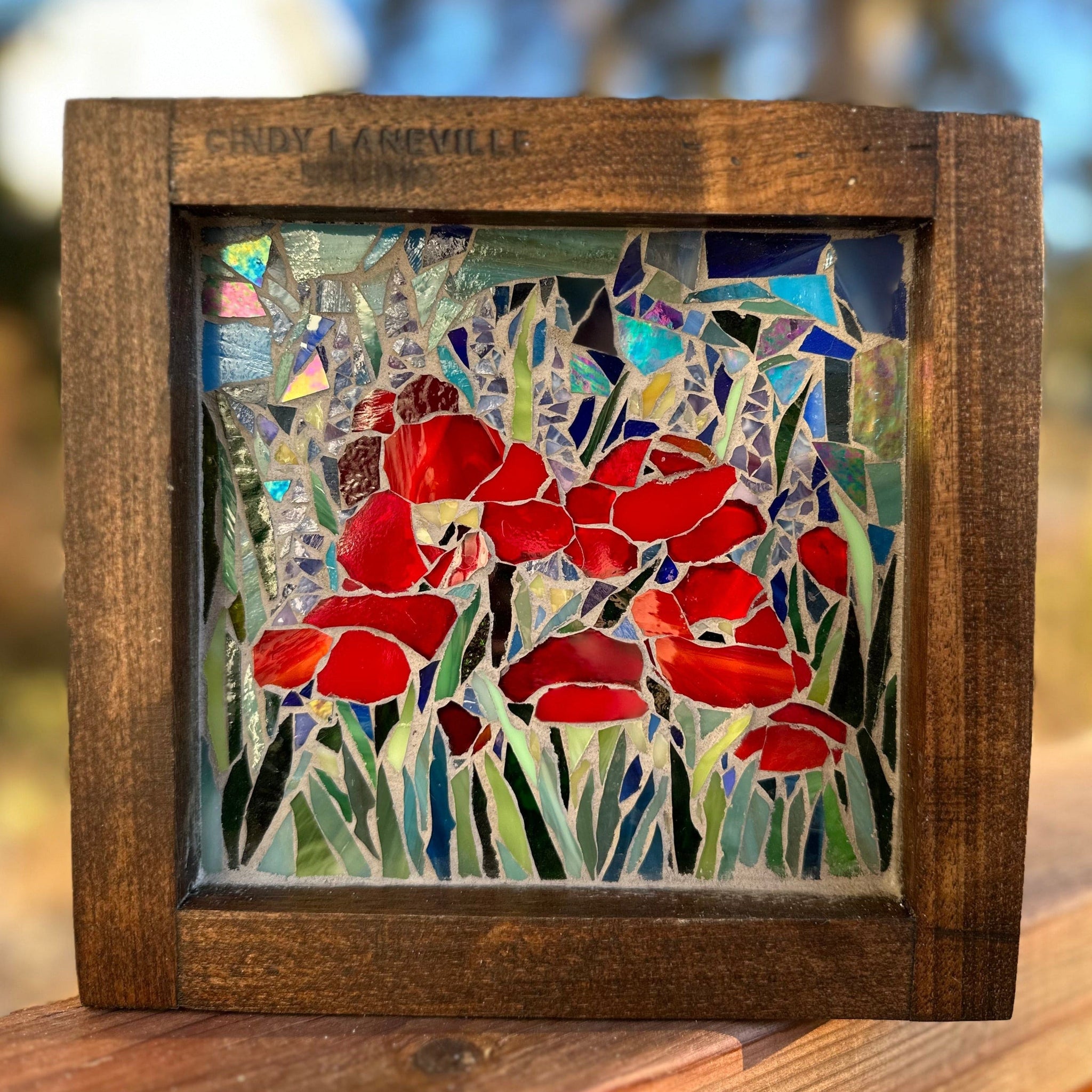 Cindy Laneville - Mosaic Artist wallart Field of Poppies - Mini