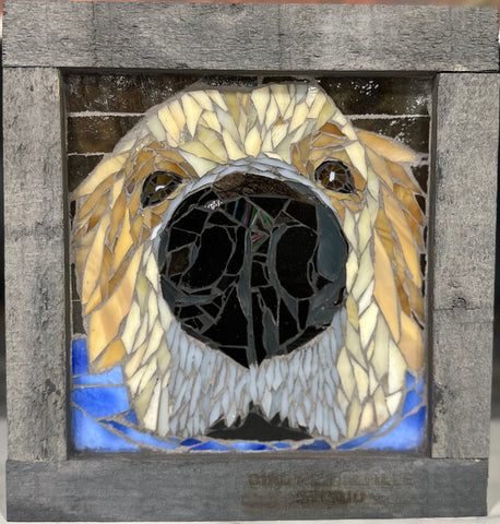 Cindy Laneville - Mosaic Artist wallart Golden Retriever - Mini