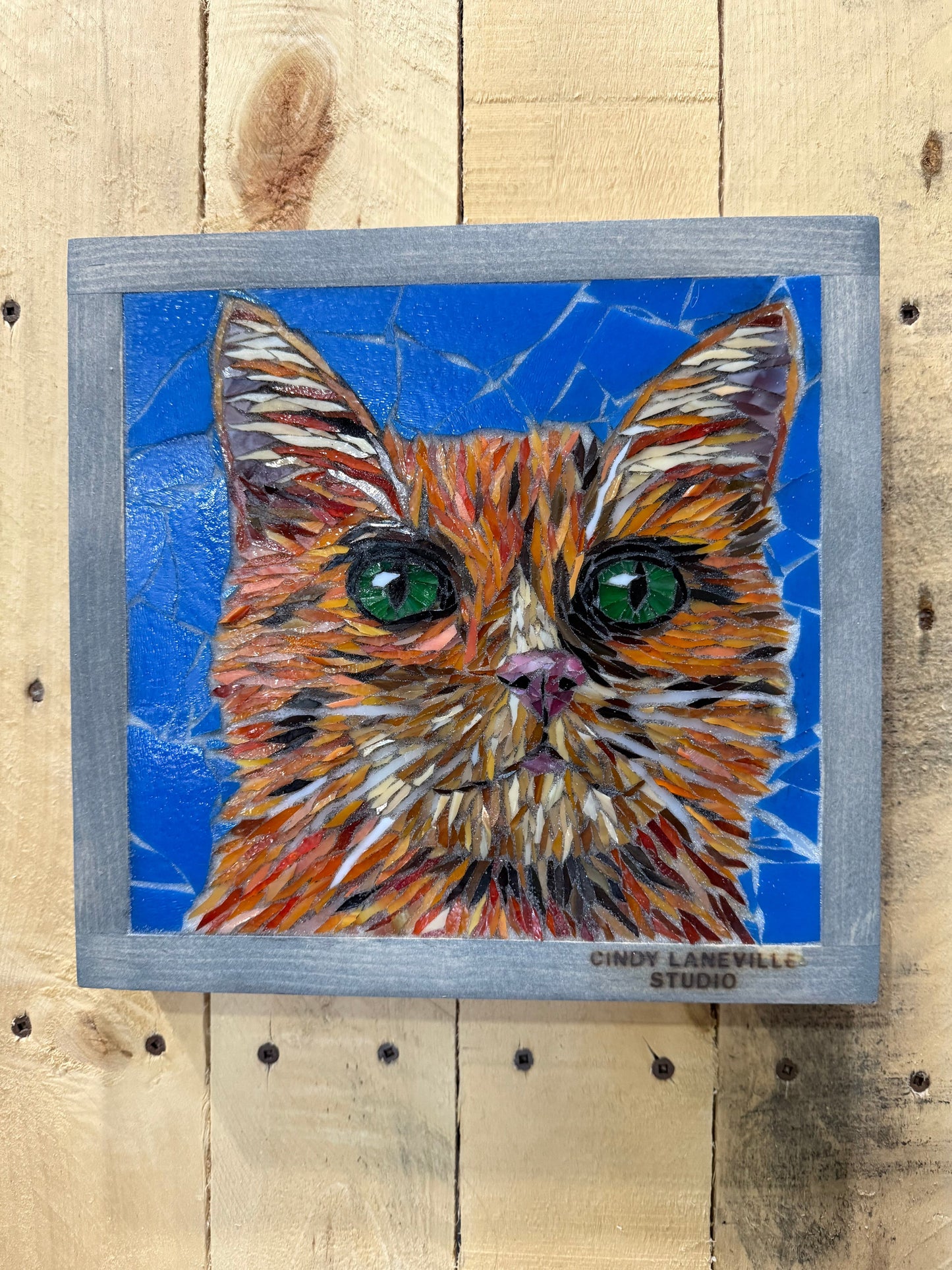 Cindy Laneville - Mosaic Artist wallart Orange you Curious - Original Glass Mosaic Artwork