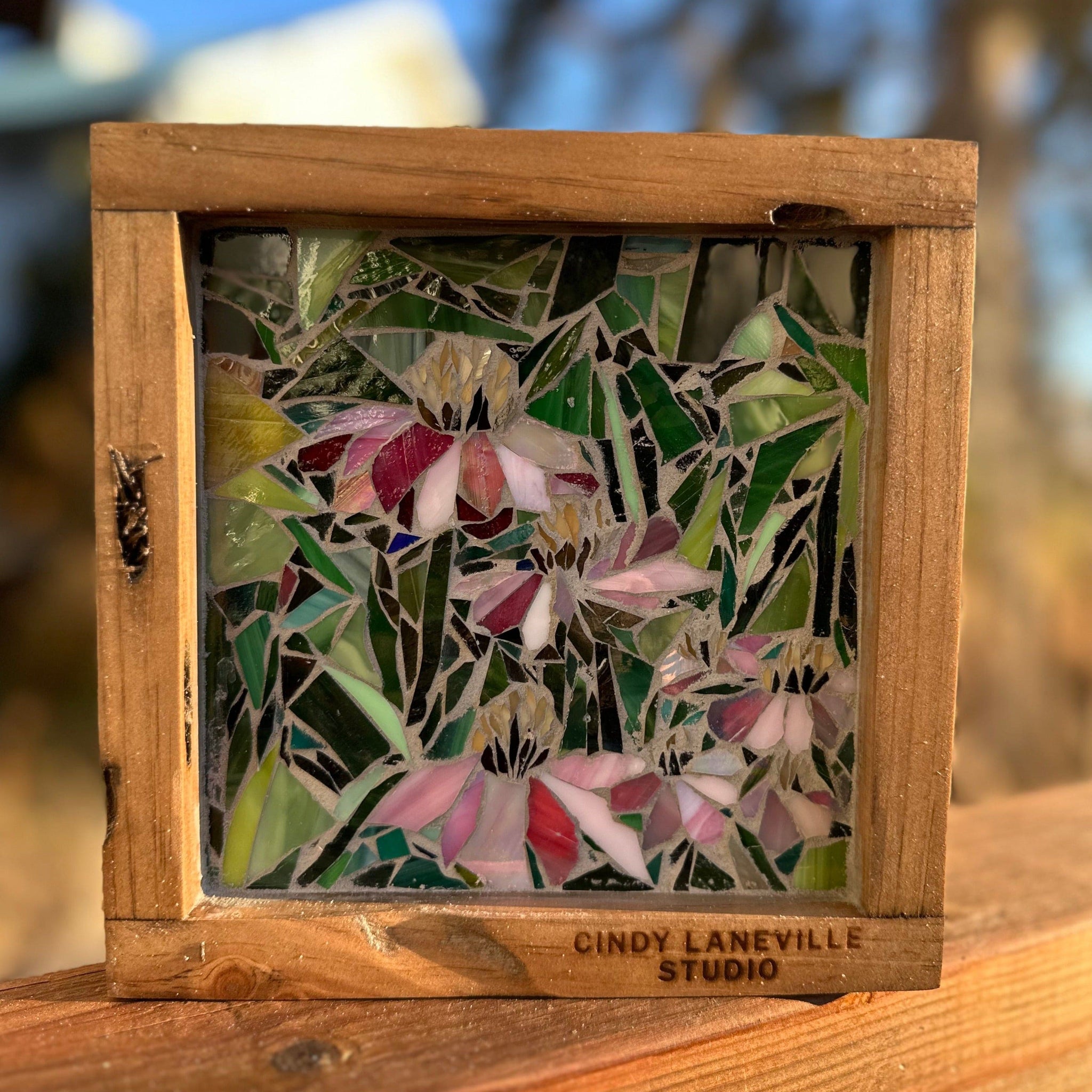 Cindy Laneville - Mosaic Artist wallart Pink Echinacea - Mini