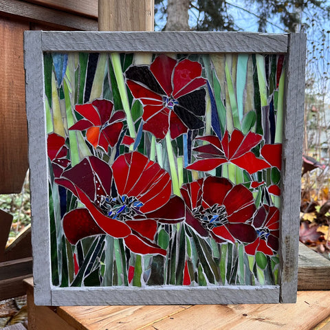 Cindy Laneville - Mosaic Artist wallart Poppy Blooms
