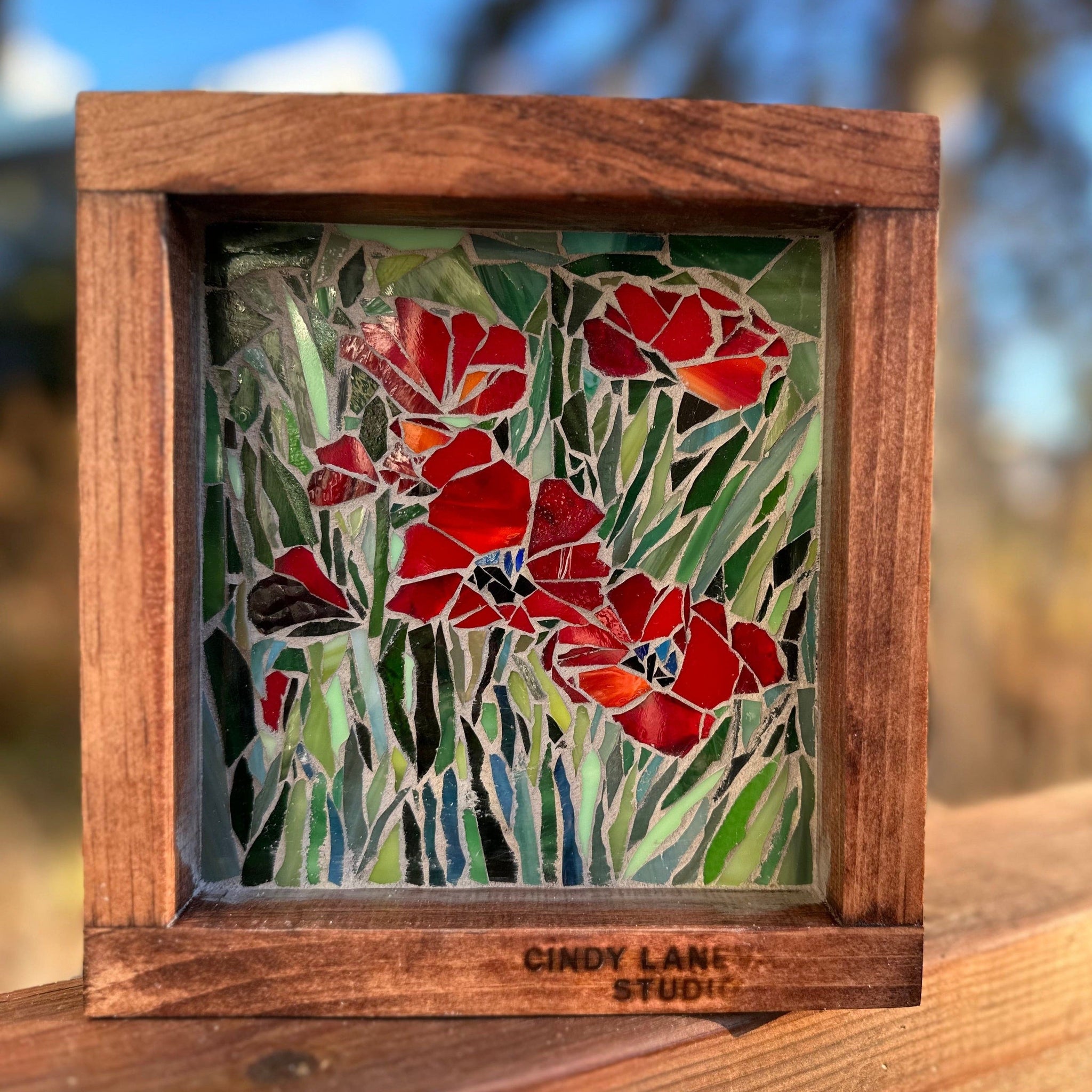 Cindy Laneville - Mosaic Artist wallart Poppy Garden - Mini