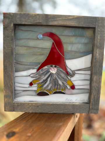 Cindy Laneville - Mosaic Artist wallart Red Hat Gnome - Mini