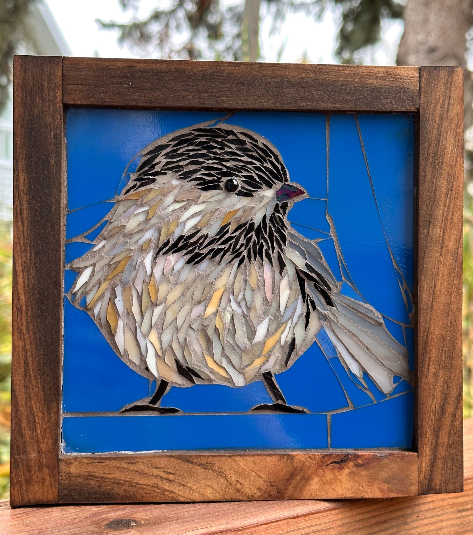 Cindy Laneville - Mosaic Artist wallart Tiny Chickadee