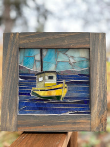 Cindy Laneville - Mosaic Artist wallart Tug Boat - Mini