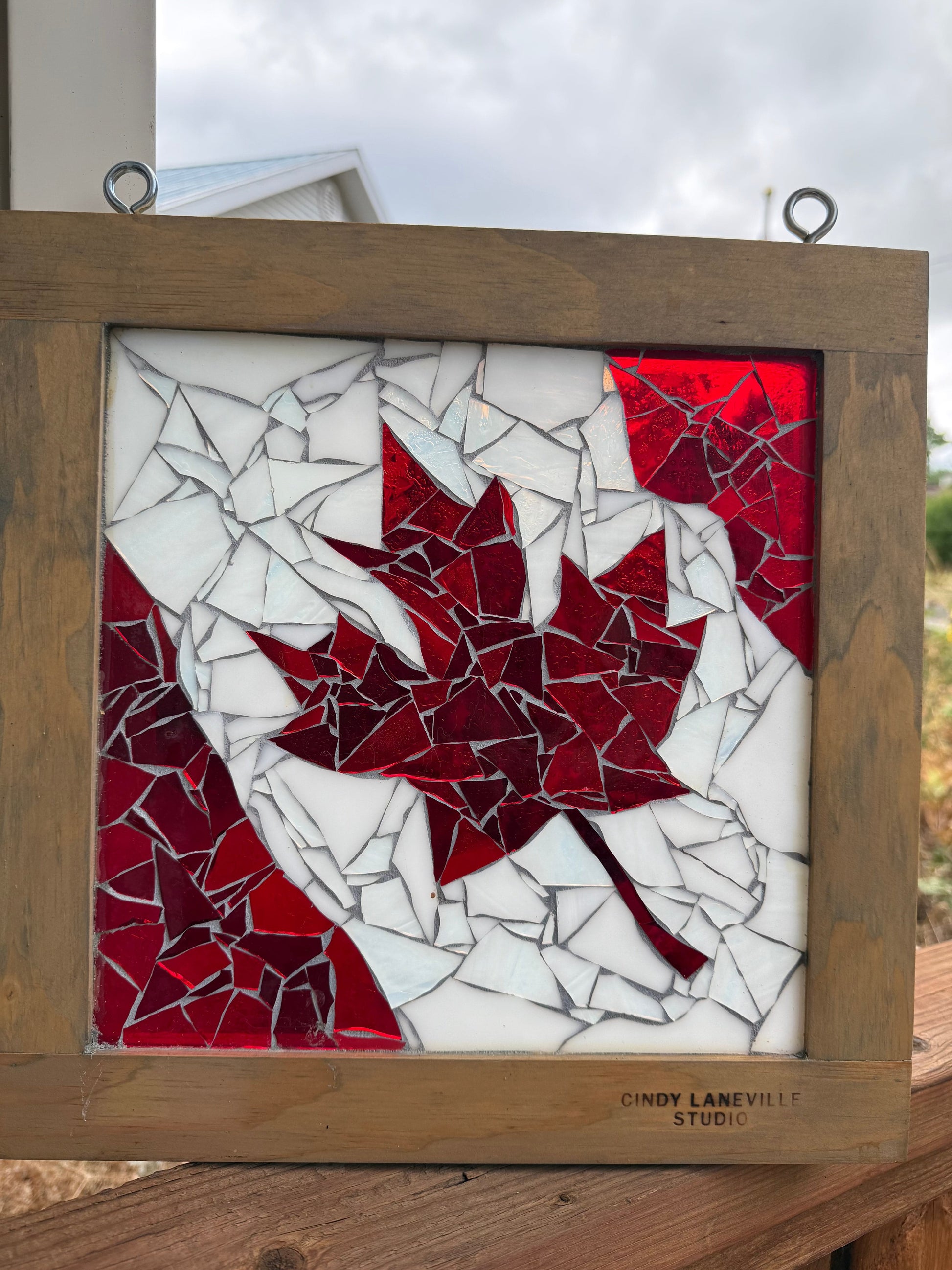 Cindy Laneville - Mosaic Artist window Canadian Flag Small Frame